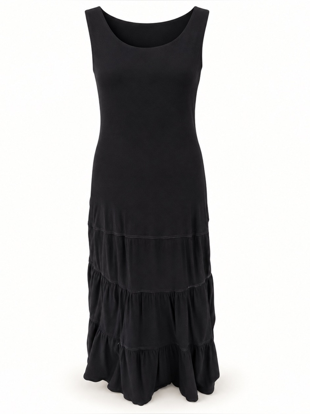 Tahari Sleeveless Navy Tiered Maxi Dress - Women